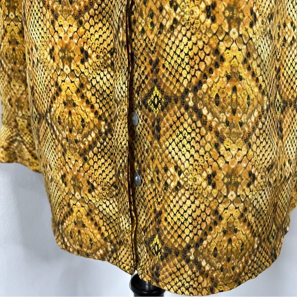 Style & Co | Mustard Yellow Snake Snakeskin Print Long Sleeve Button Up Blouse - Picture 4 of 8